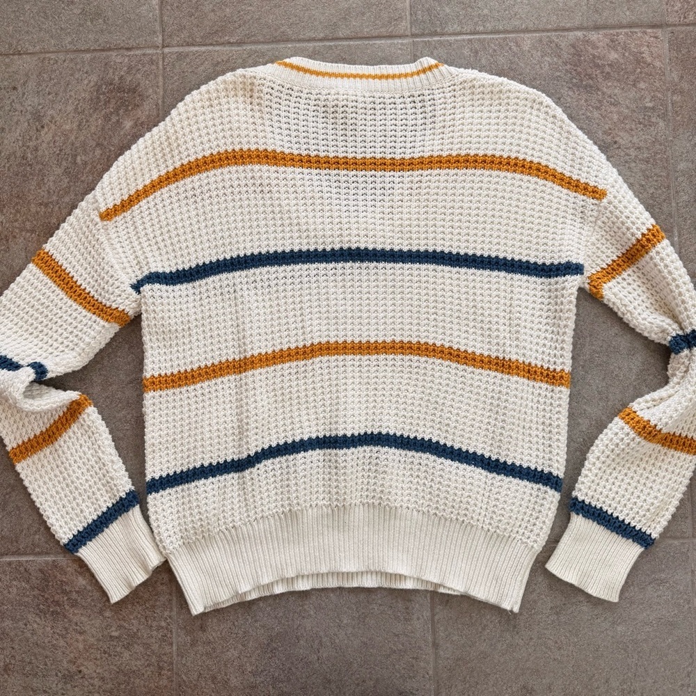 Hem & Thread V-Neck Striped Knit Sweater 100% Cotton Size Medium - Picture 7 of 7